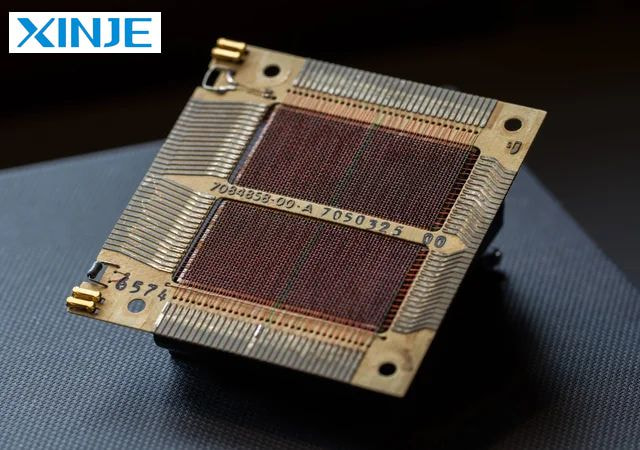 What are the components of magnetic core memory?